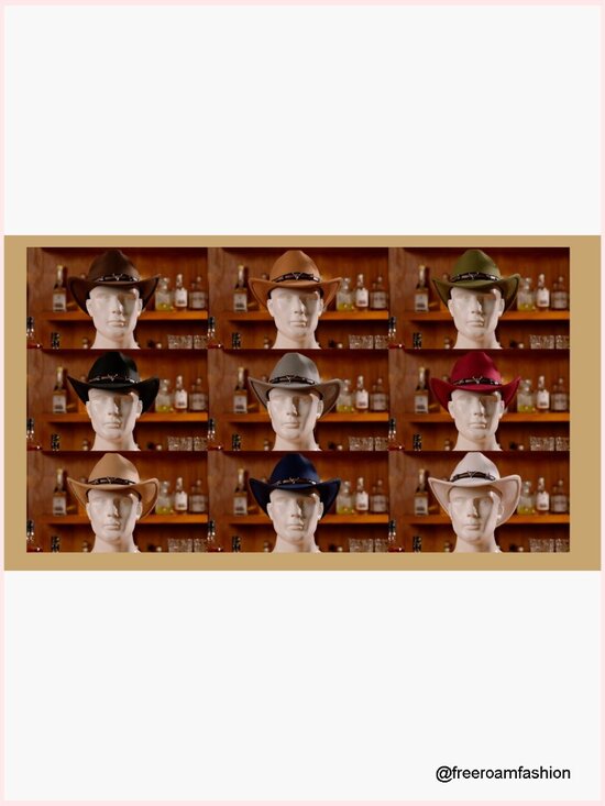 9 Unisex Cowboy Hats with Strap, Faux Felt Western Hats for Party Costume main image 6